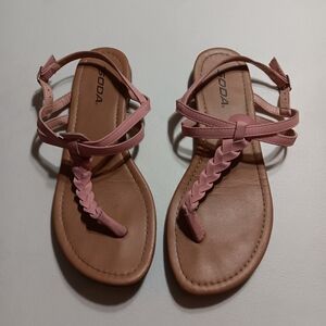Soda Women's Pink Braided Sandals